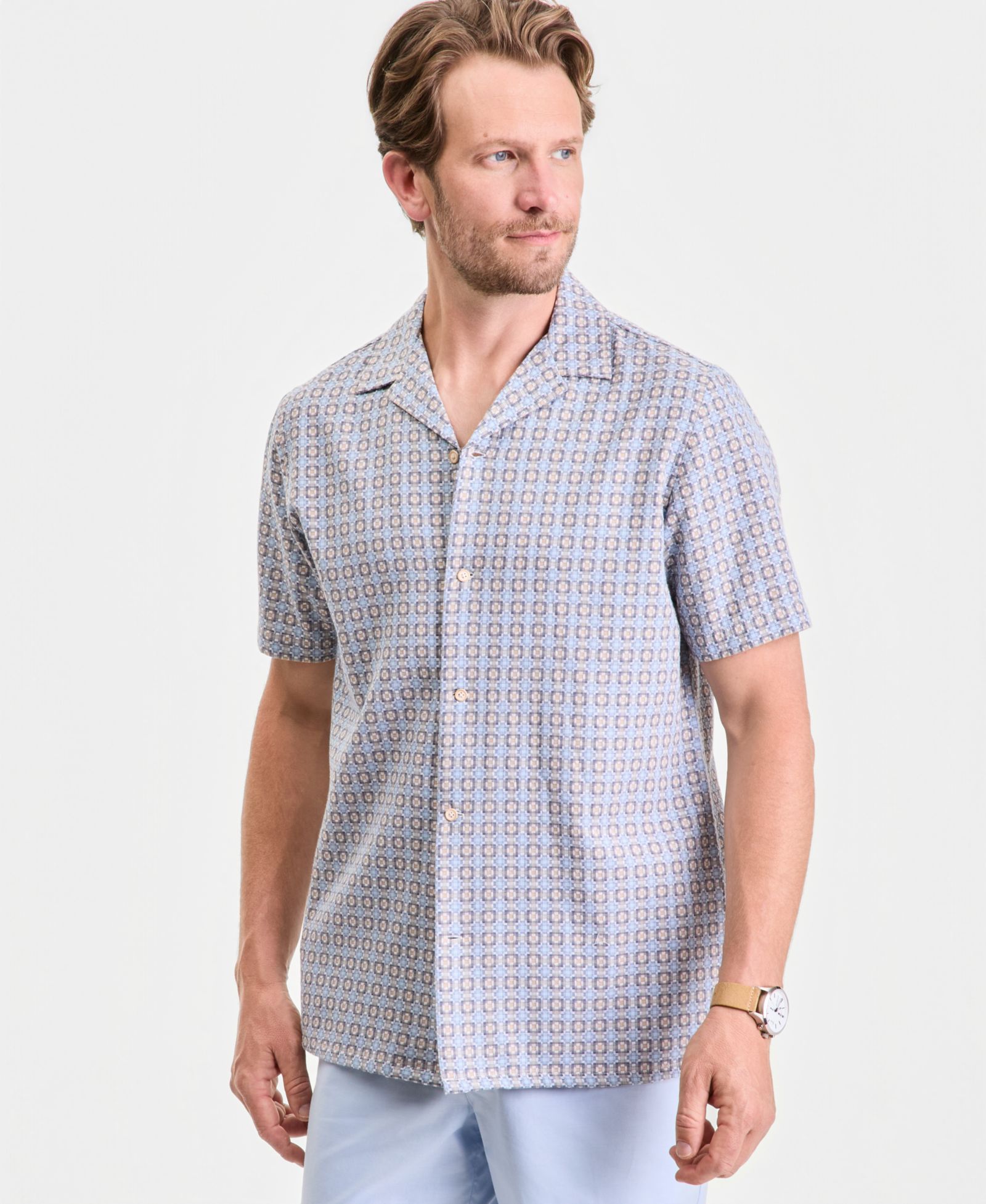 Мужская рубашка Club Room Men's Textured Yard Short-Sleeve
