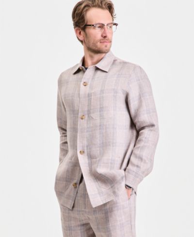 Club Room Men's Dash Plaid Linen Overshirt, Macy's Exclusive
