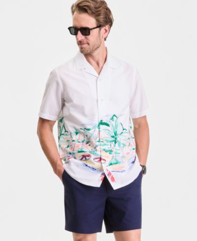 Club Room Men's Camp Collar Scenic Print Short-Sleeve Shirt, Macy's Exclusive