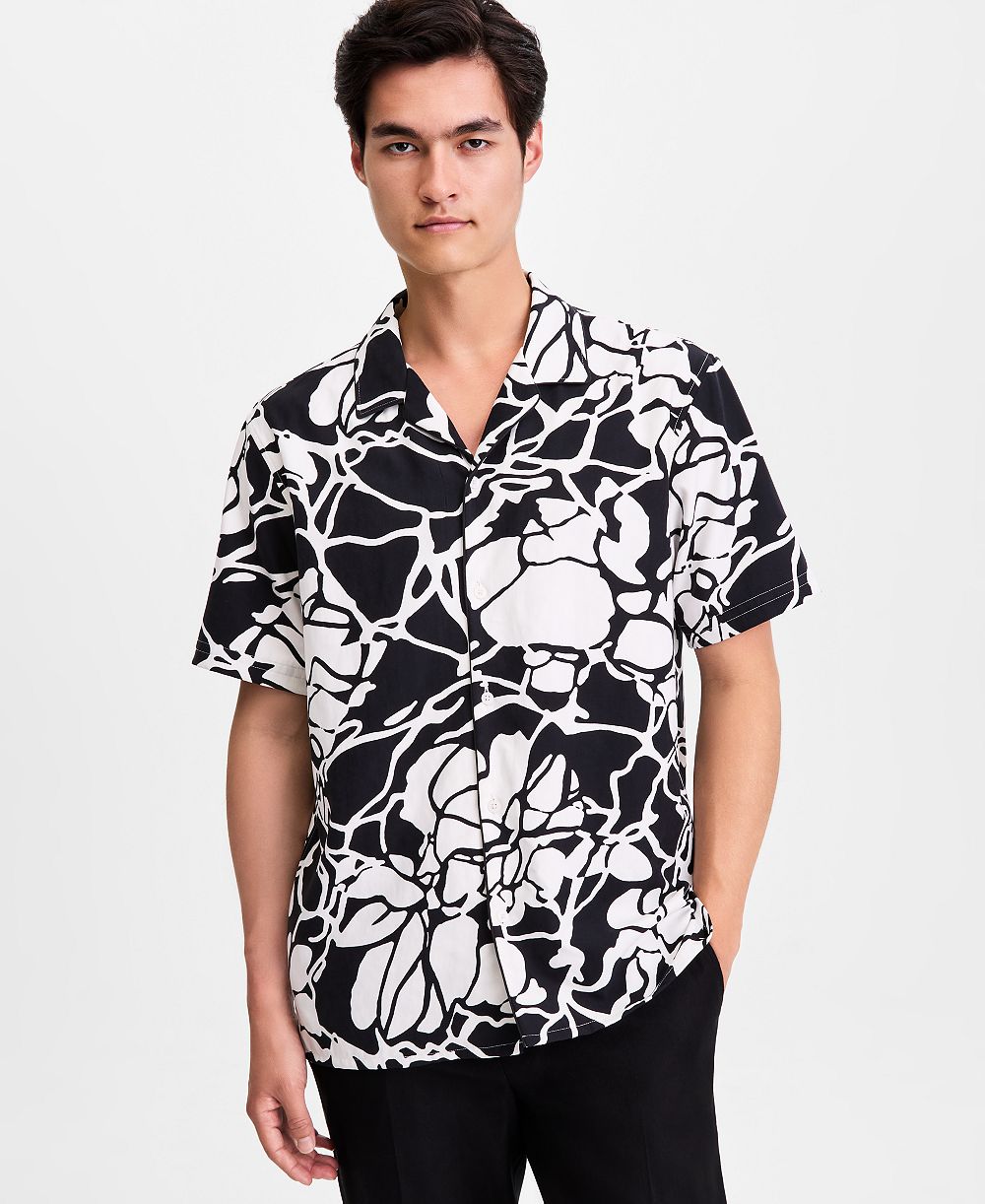 Alfani Men's Short-Sleeve Paperweight Floral Shirt, Macy's Exclusive