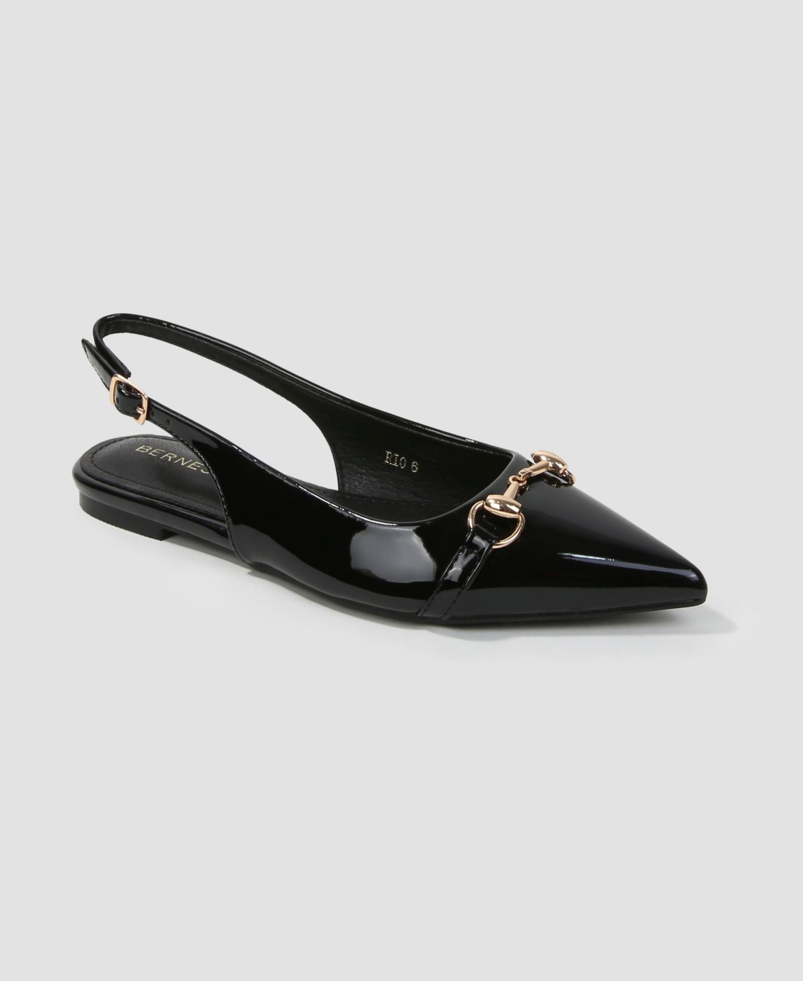 Мюли BERNESS Women's Rio Patent Slingback Flats с золотистой отделкой