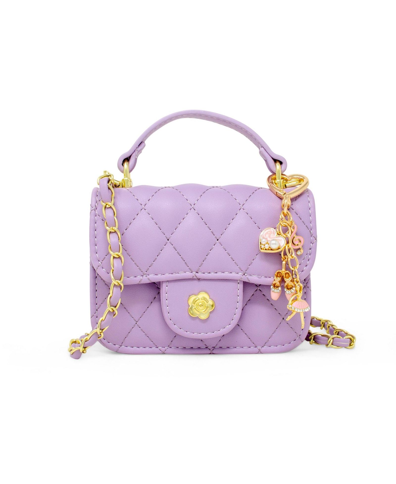 ZOMI GEMS Tiny Quilted Ballet Charm Handbag, Purple