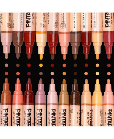 Маркеры PINTAR Skin Tone Medium Tip - акварельные и акриловые маркеры для кожи