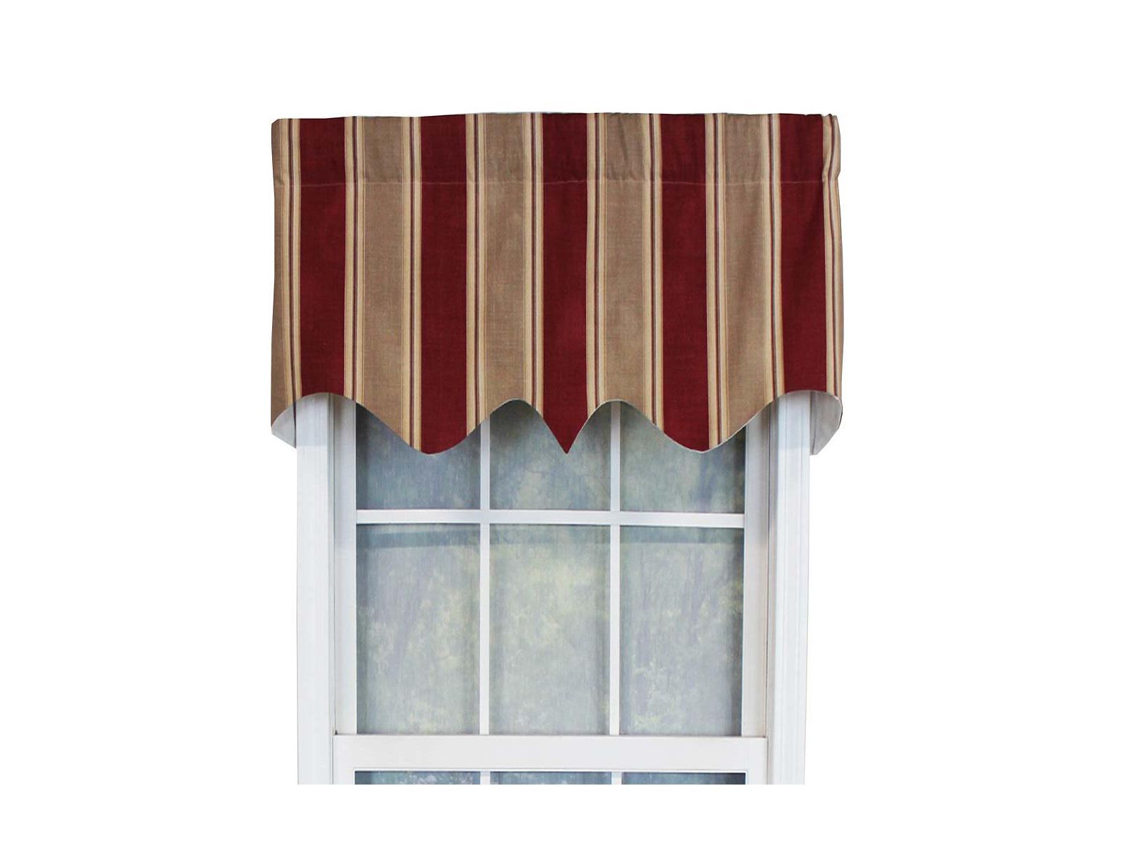“RLF Home Bodega Stripe Valance, 3″ Rod Pocket, 50″ x 17″, Mauve Red”