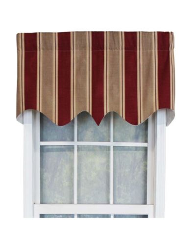 Занавеска RLF Home Bodega Stripe, 3″ Rod Pocket, 50″ x 17″, Mauve Red