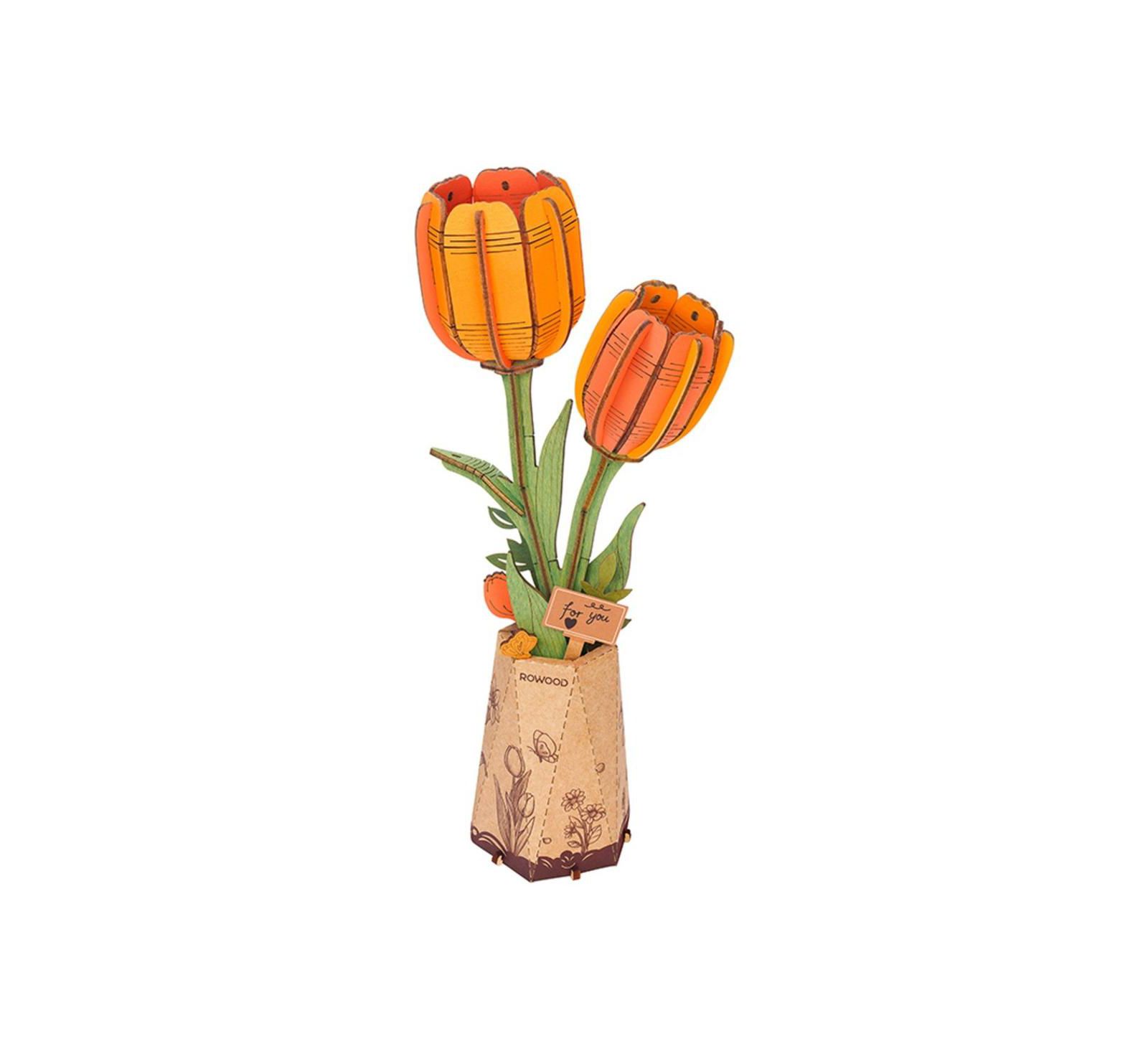 3D деревянный пазл Flash Popup Orange Tulip, 76 шт