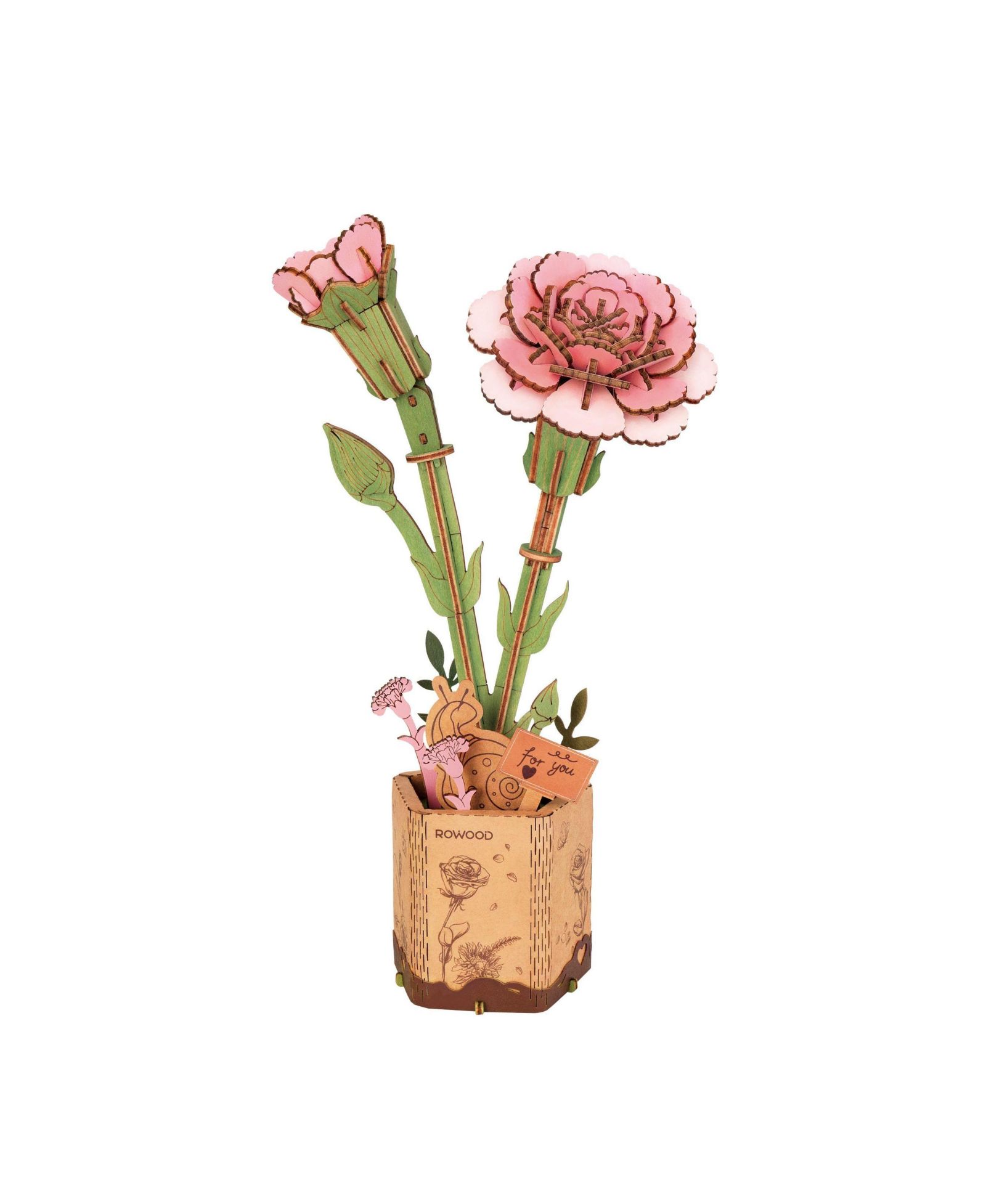 Flash Popup 3D деревянный пазл DIY Carnation, 124 детали