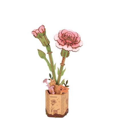 Flash Popup Pink Carnation 124-Piece 3D Wood Puzzle, Ages 8+