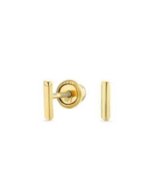 Серьги-гвоздики Bling Jewelry 14K Yellow Gold ABC Minimalist Block Alphabet Letter Initial M