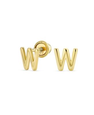 Серьги-гвоздики Bling Jewelry 14K Yellow Gold ABC Minimalist Block Alphabet Letter Initial M