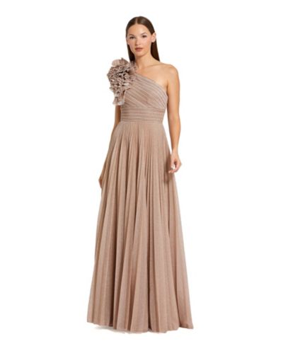 Женское вечернее платье Mac Duggal Pleated Metallic One Shoulder