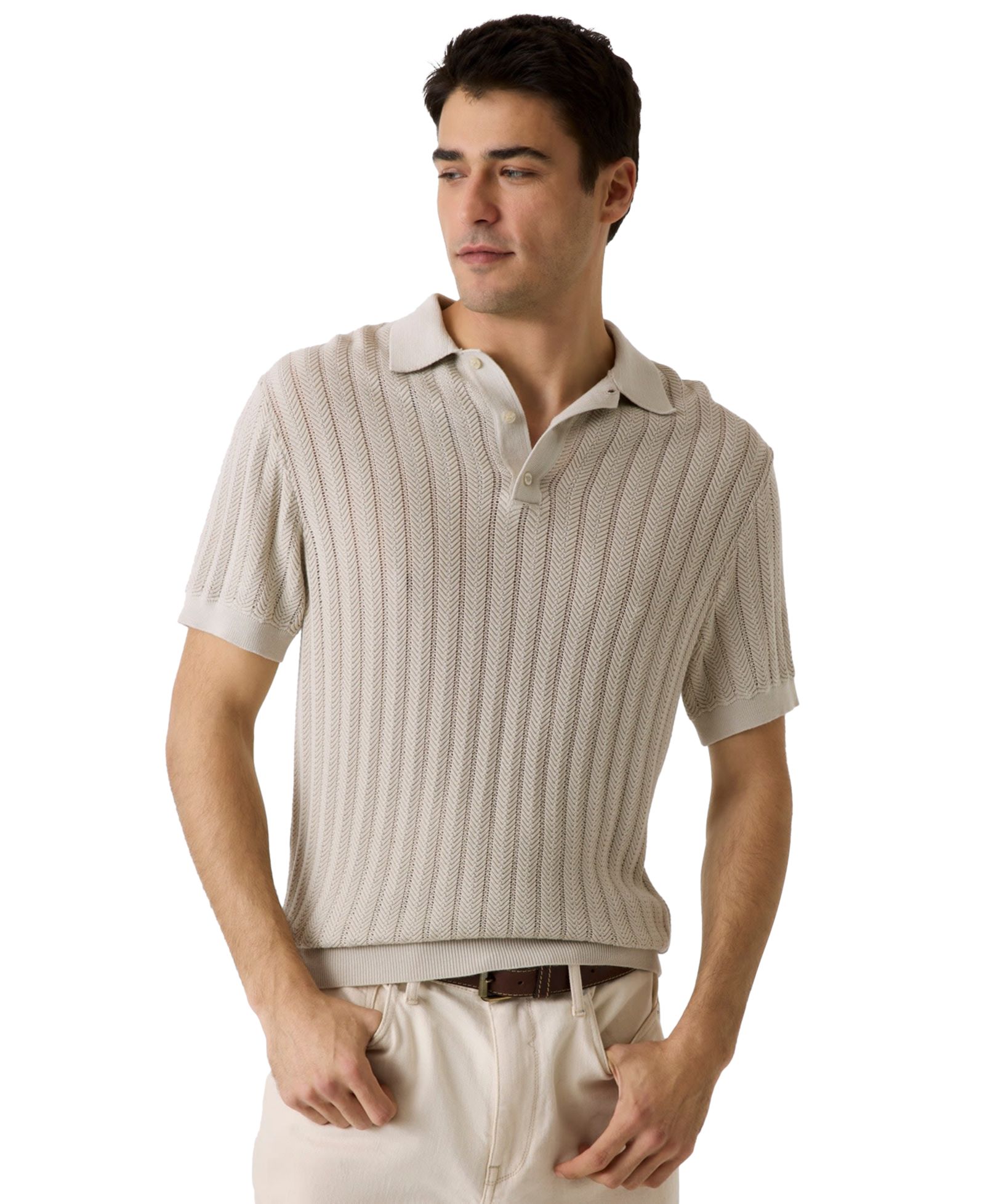 GUESS Men's Lonny Herringbone Regular-Fit Polo Sweater