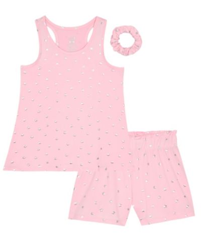 Комплект Max & Olivia Girls' 7-16 Foil Print Tank Top, Short Pants & Scrunchie, 3-Piece Set