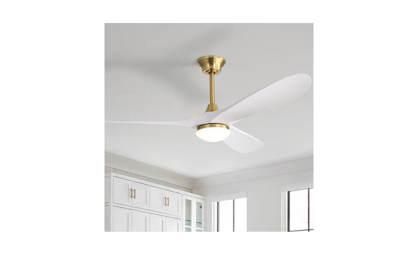 Sofucor 60-inch Modern Gold 3-blade Ceiling Fan Light With Remote Control Supports Mobile Phone Connection And Voice Function