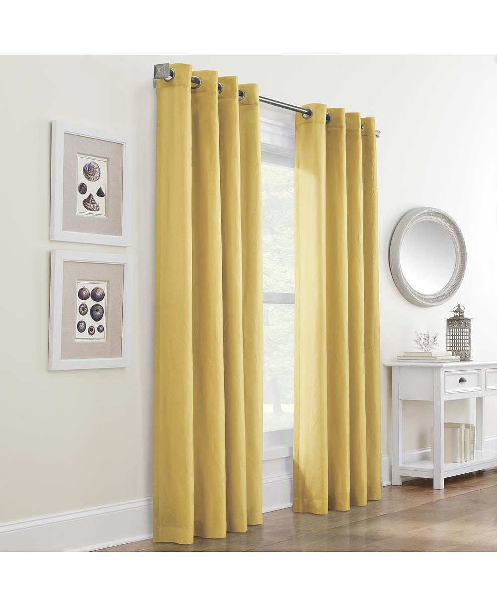 Habitat Harmony Light Filtering Crinkled Texture on Supple Drapeable Flowing Fabric Grommet Curtain Panel, Yellow