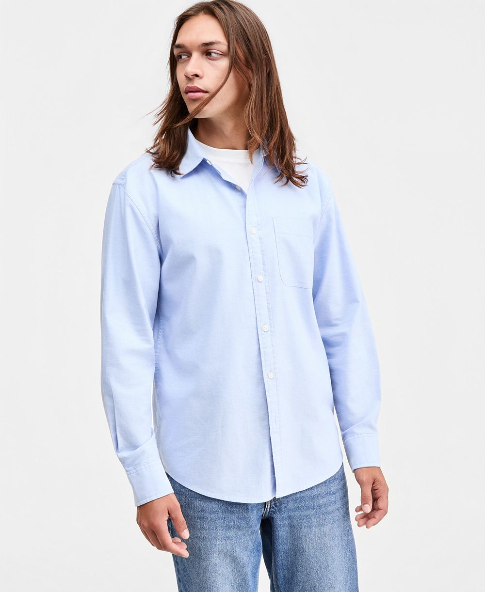 Sun + Stone Мужская рубашка Oxford с длинным рукавом