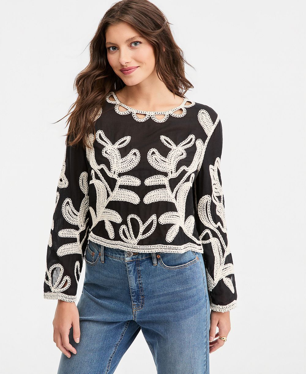 On 34th Women's Cotton Embroidered Cutwork Top, Macy's Exclusive