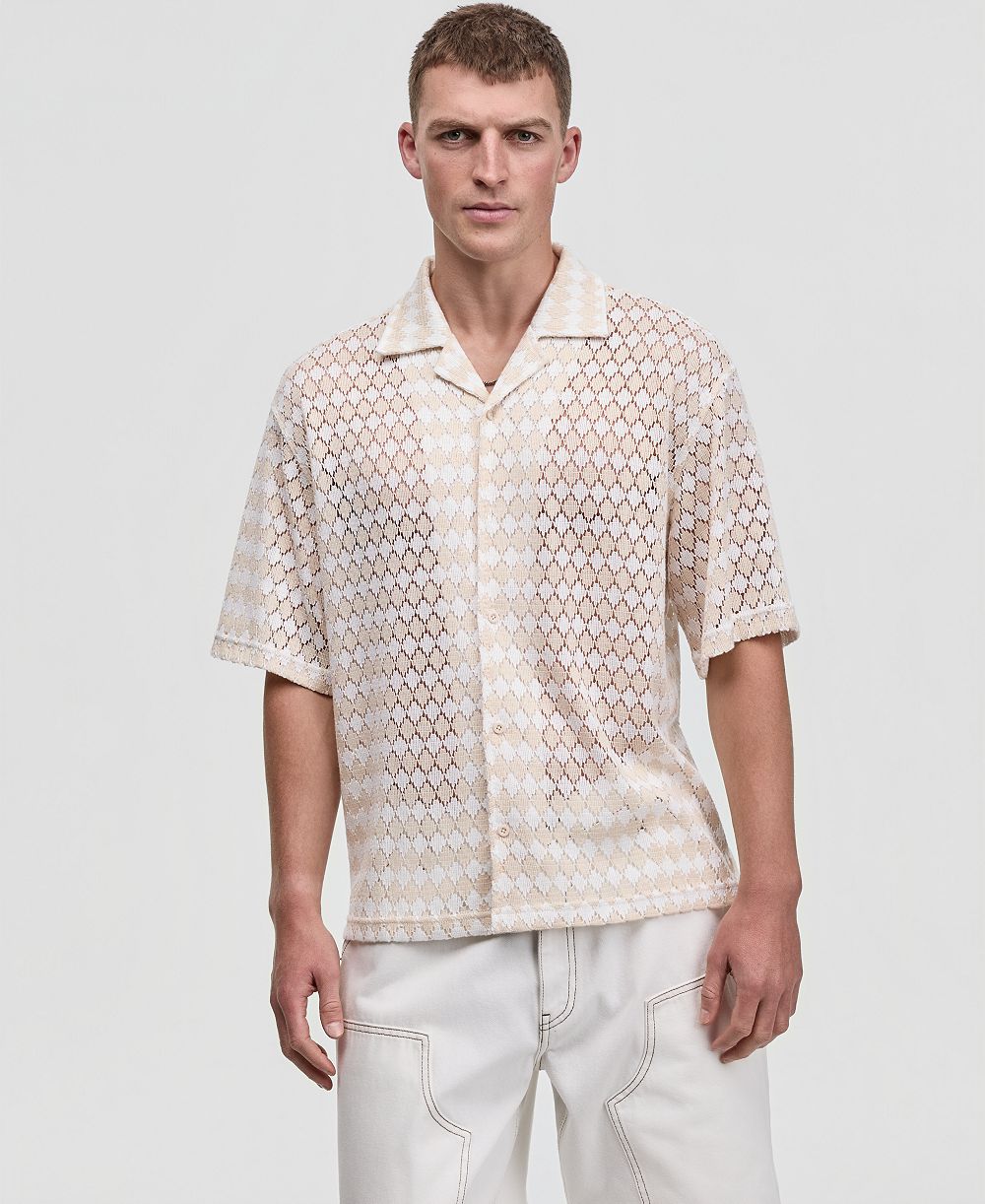 Мужская рубашка Mode of One Men's Diamond-Crochet Camp Shirt