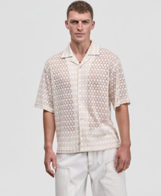 Мужская рубашка Mode of One Men's Diamond-Crochet Camp Shirt