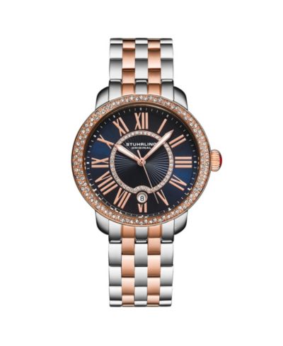 Stuhrling Celestia 4080 Women s Quartz 38mm Watch with Swarovski Crystal Bezel, Roman Numeral Sunray Dial and Stainless Steel Bracelet