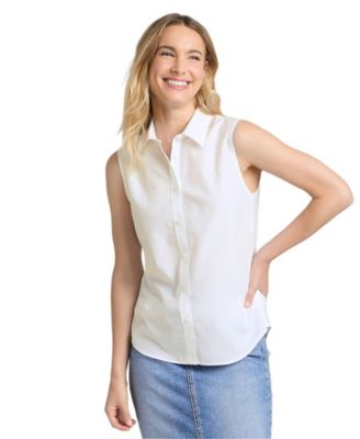 Lands' End Women's Tall No Iron Sleeveless Shirt