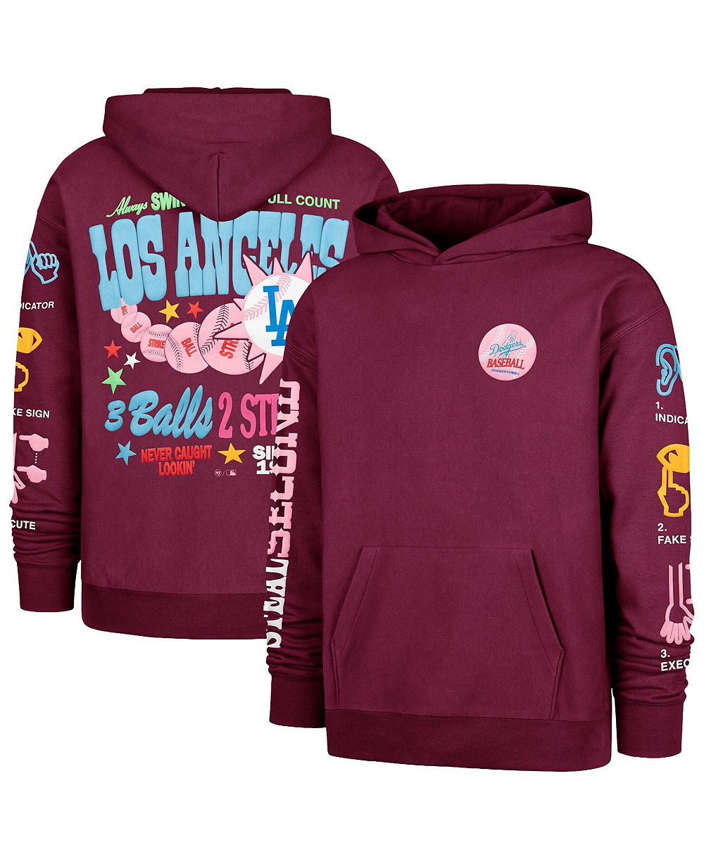 Худи '47 Brand Men's и Women's Los Angeles Dodgers Earl Foundation, бордовый