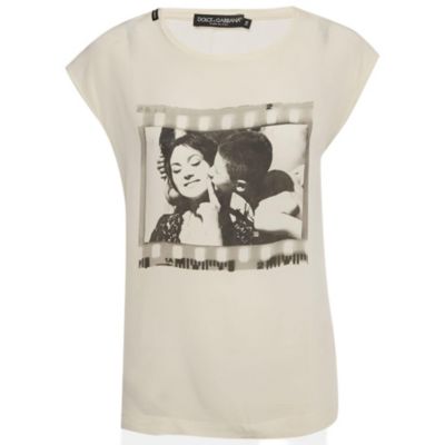 Женский шелковый топ Dolce & Gabbana Cream Printed Sleeveless, б/у