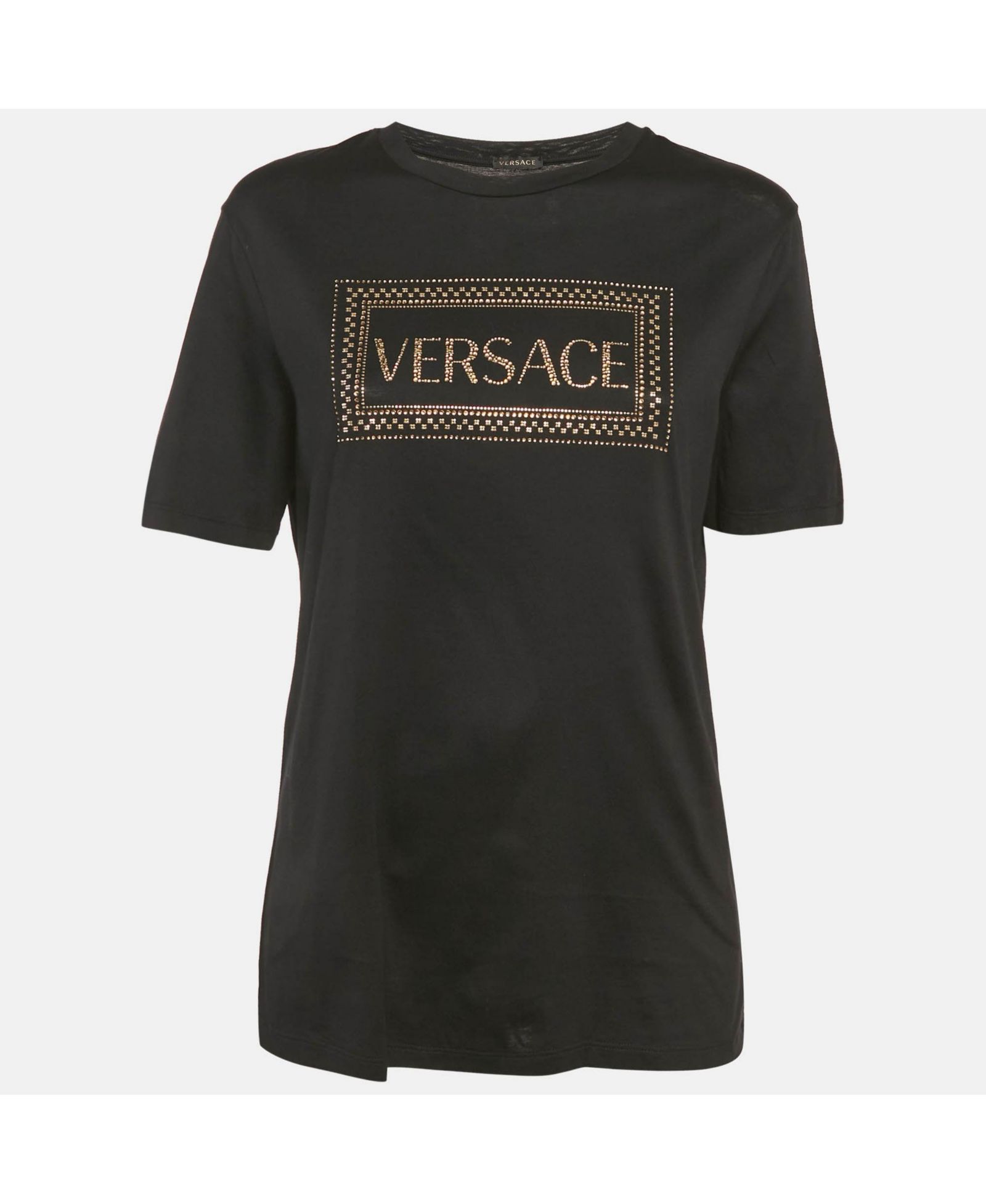 Женская черная футболка Versace Medusa Rhinestone Jersey