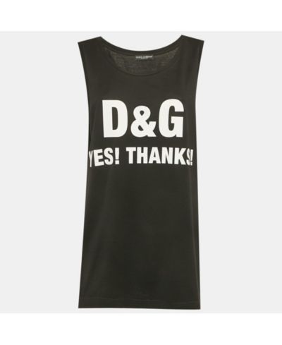 Женский трикотажный топ Dolce & Gabbana с принтом-слоганом, черный, б/у