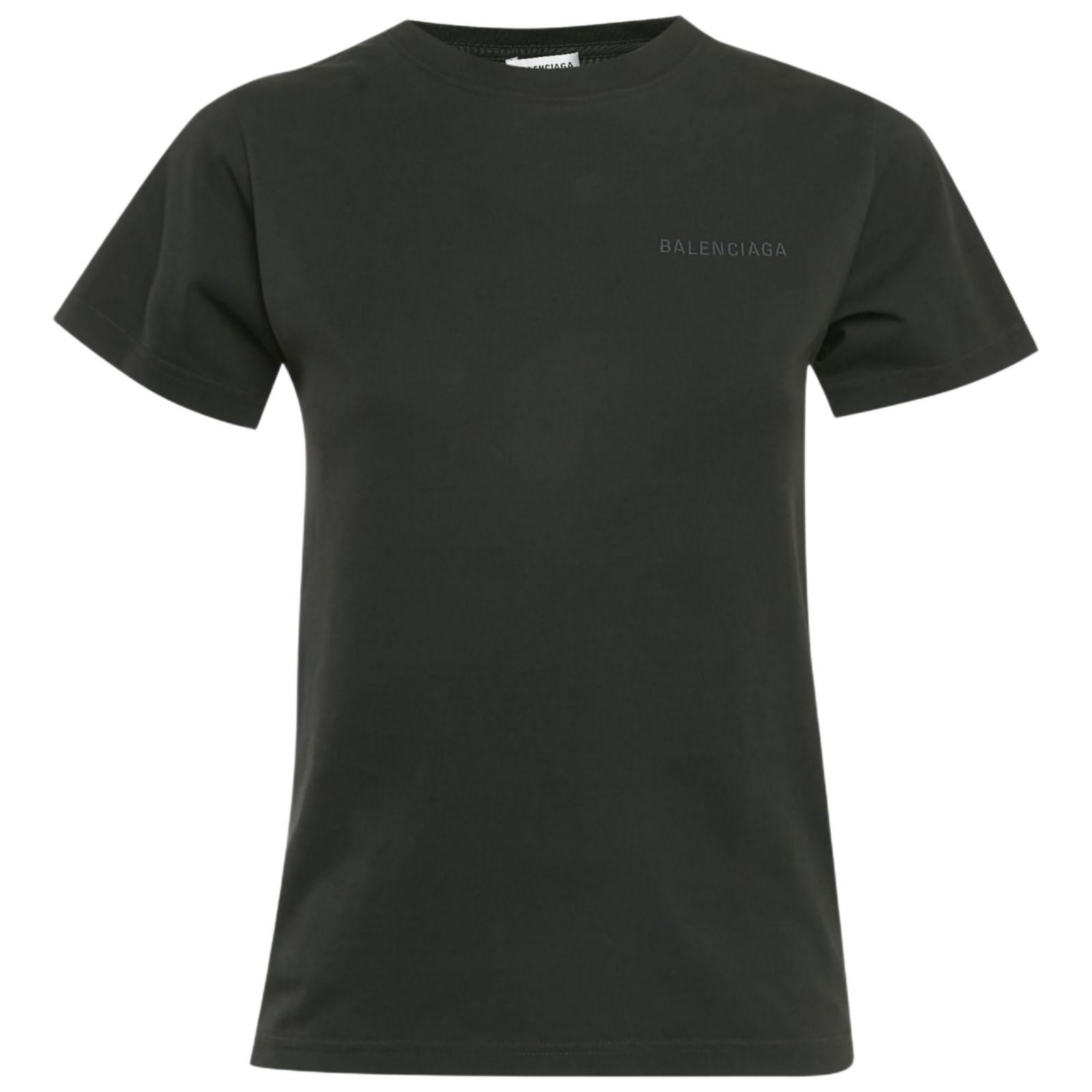 Pre-Owned Balenciaga Women's Black Logo Embroidered Cotton Knit T-Shirt