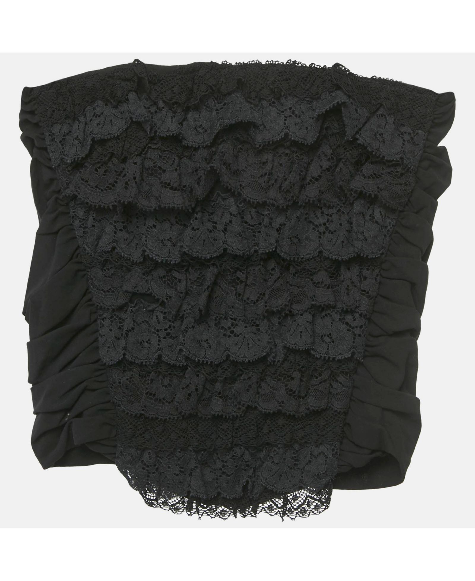 Pre-Owned Dolce & Gabbana Women's Black Cotton Lace Ruffle Tube Top