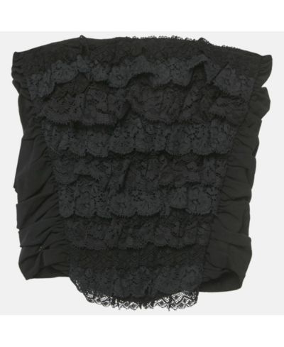 Женский топ Dolce & Gabbana с кружевом и оборками, черный, хлопок