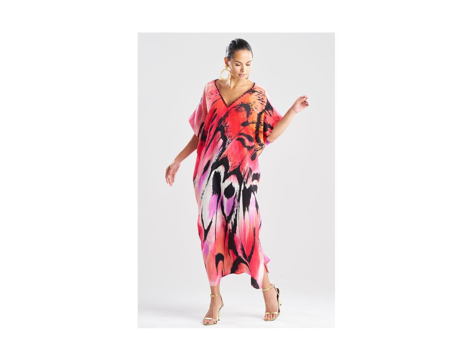 Natori Women's Butterfly - Linen Blend Caftan w/ Beading