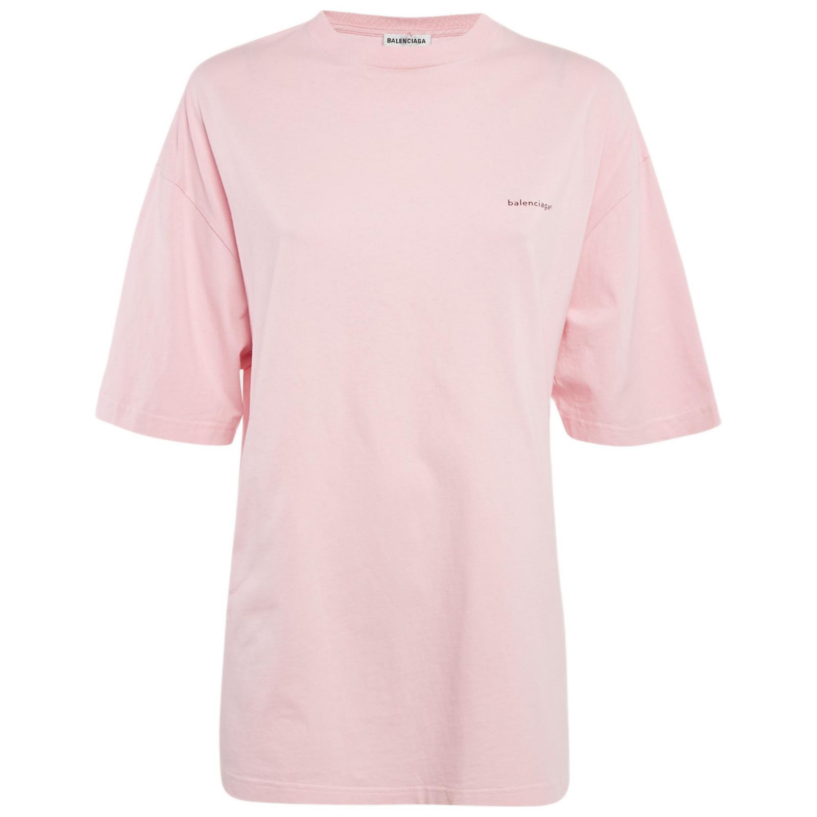 Pre-Owned Balenciaga Женская оверсайз футболка из хлопка с принтом логотипа Pink