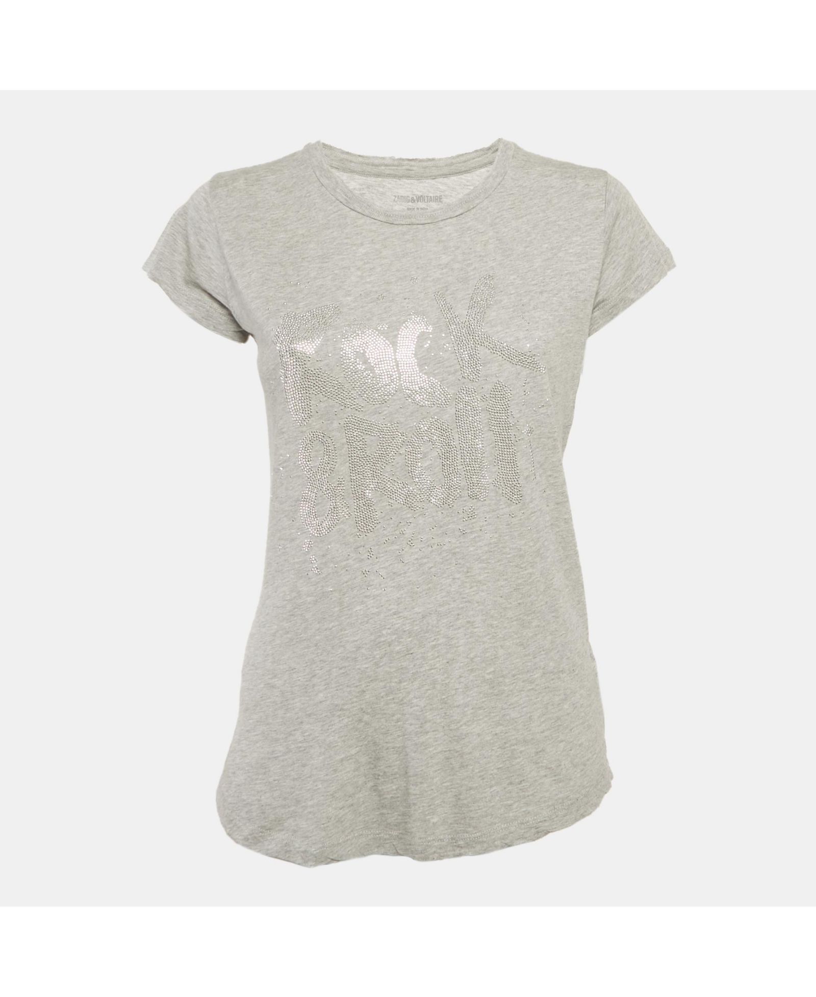Pre-Owned Zadig & Voltaire Женский облегающий топ из джерси серого цвета с пайетками