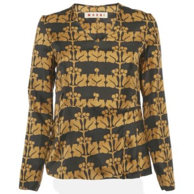 Pre-Owned Marni Women's Brown Printed Silk Top