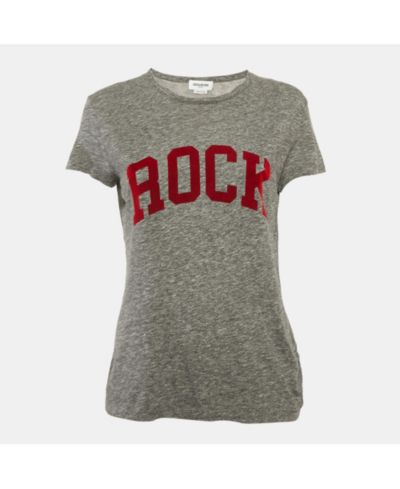 Женская футболка Pre-Owned Zadig & Voltaire Grey Flocked Jersey Walk Chine Rock T-Shirt