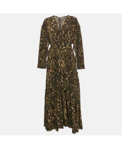 Женское платье Stella McCartney с абстрактным принтом из шелка, зеленое