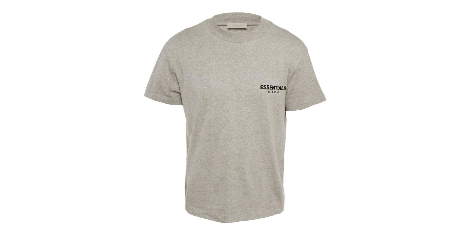 Мужская хлопковая трикотажная футболка Fear Of God Essentials Dark Grey, б/у