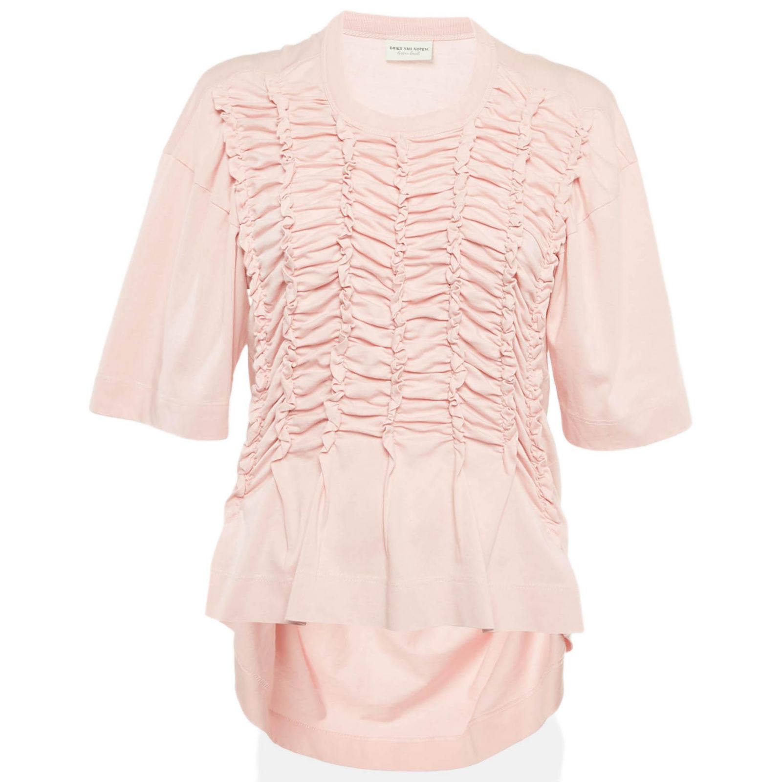 Топ Pre-Owned Dries Van Noten Women's Pink Jersey Shirring Detail