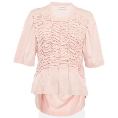 Топ Pre-Owned Dries Van Noten Women's Pink Jersey Shirring Detail