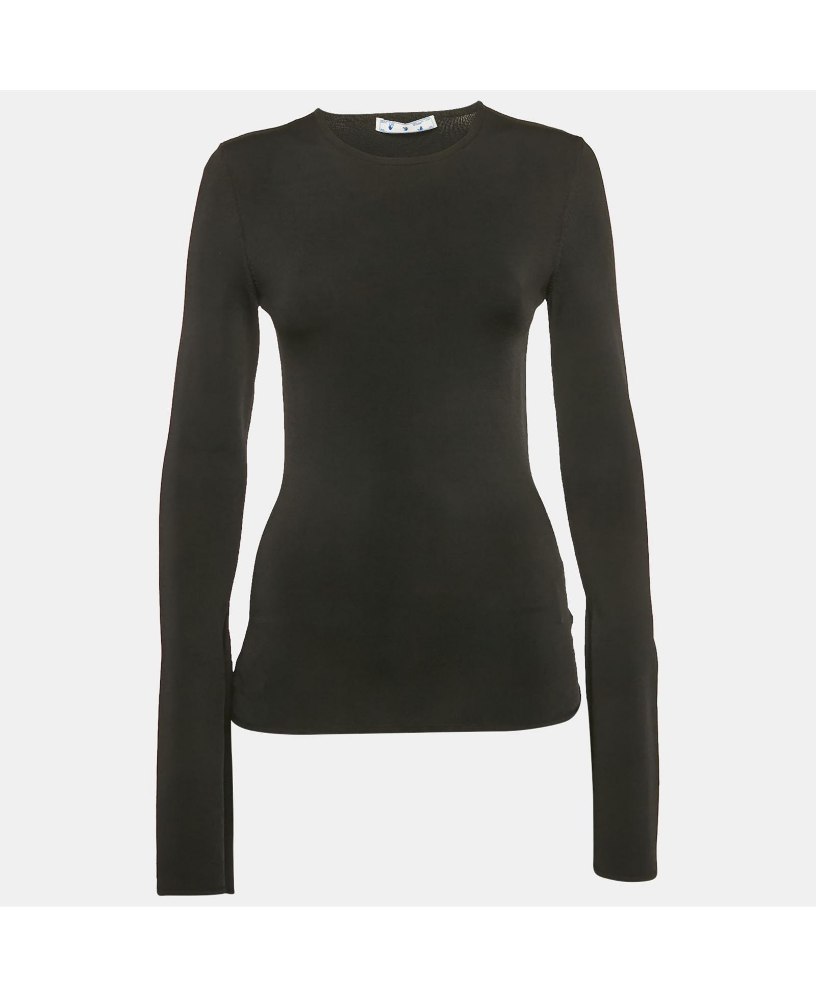 Pre-Owned Off-White Women's Black Rib Knit Back Open Fitted Top