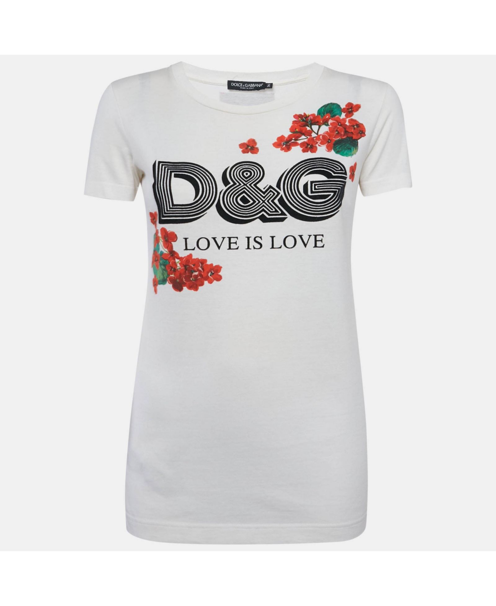 Женская футболка Pre-Owned Dolce & Gabbana White Floral Print Jersey