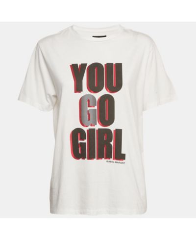 Женская футболка Isabel Marant White Printed Jersey Crewneck