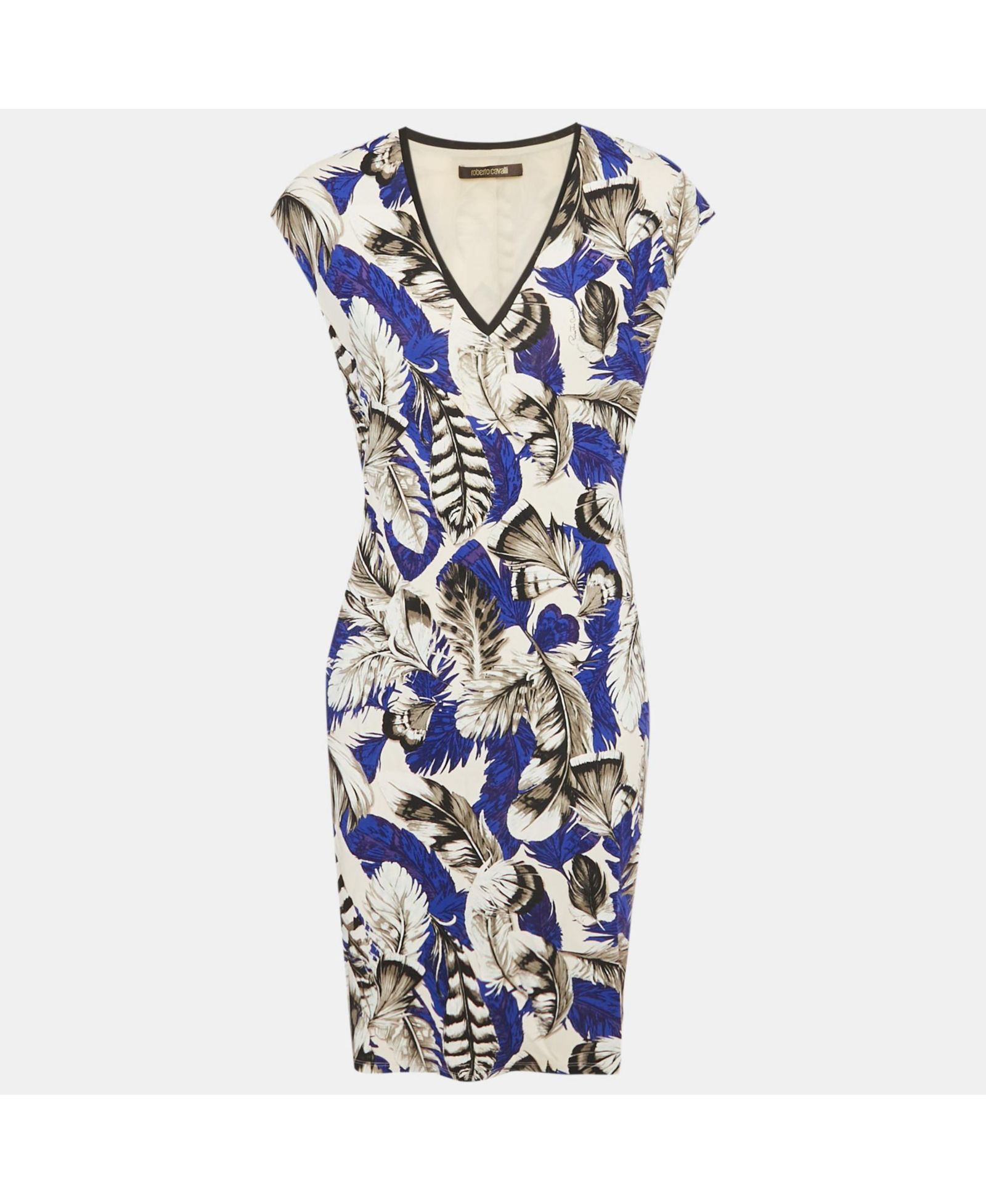 Pre-Owned Roberto Cavalli Women's Multicolor Printed Jersey Midi Dress
