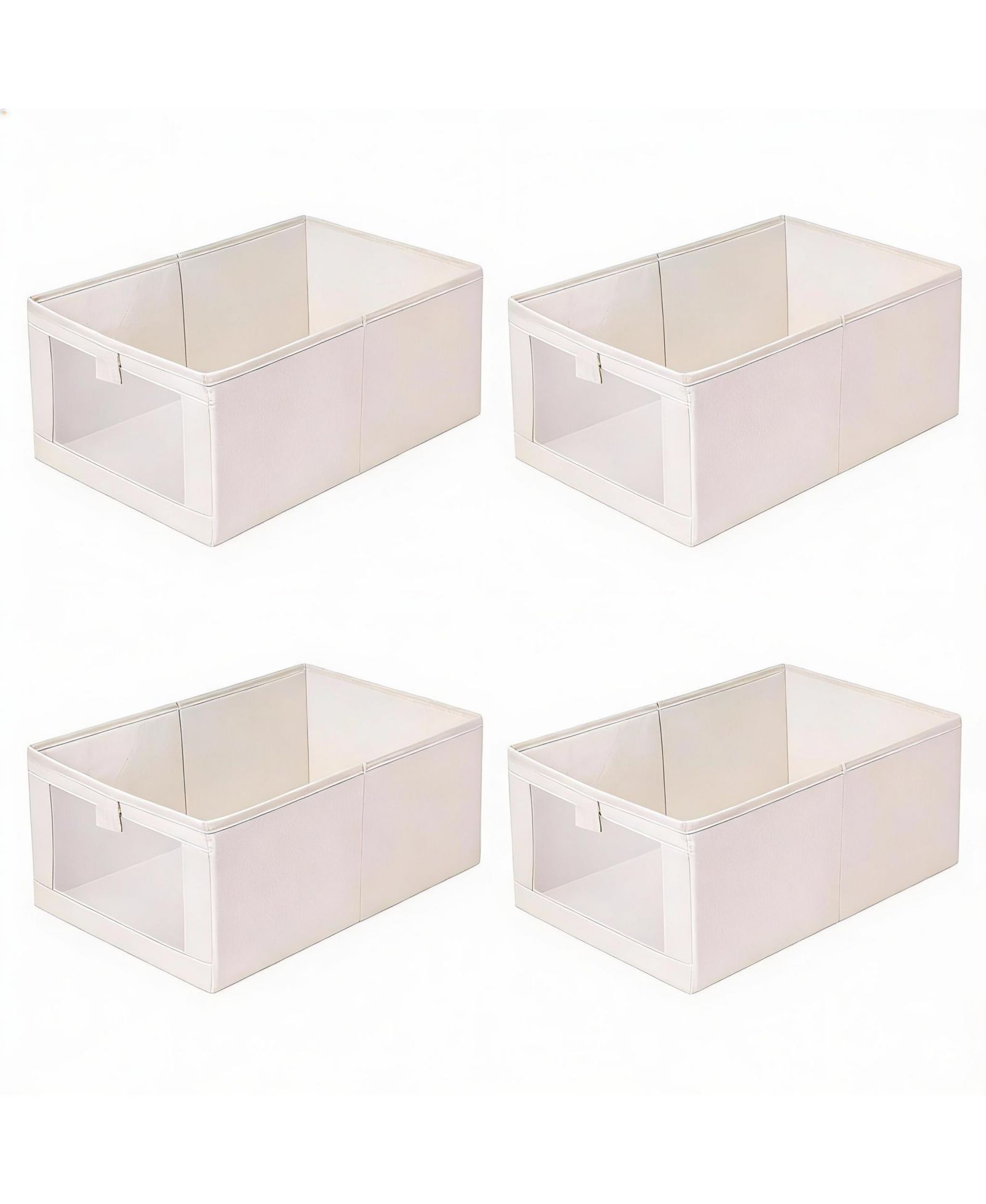 YIGII 4 Pack Foldable Linen Storage Bins with Clear Window for Multi-Purpose Use