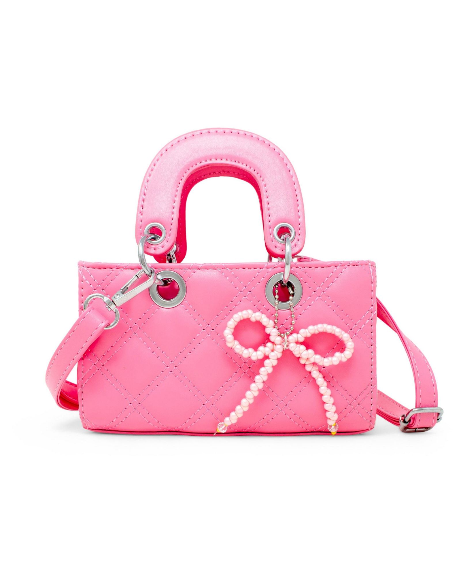 ZOMI GEMS Girls Quilted Rectangle Bow Charm Handbag