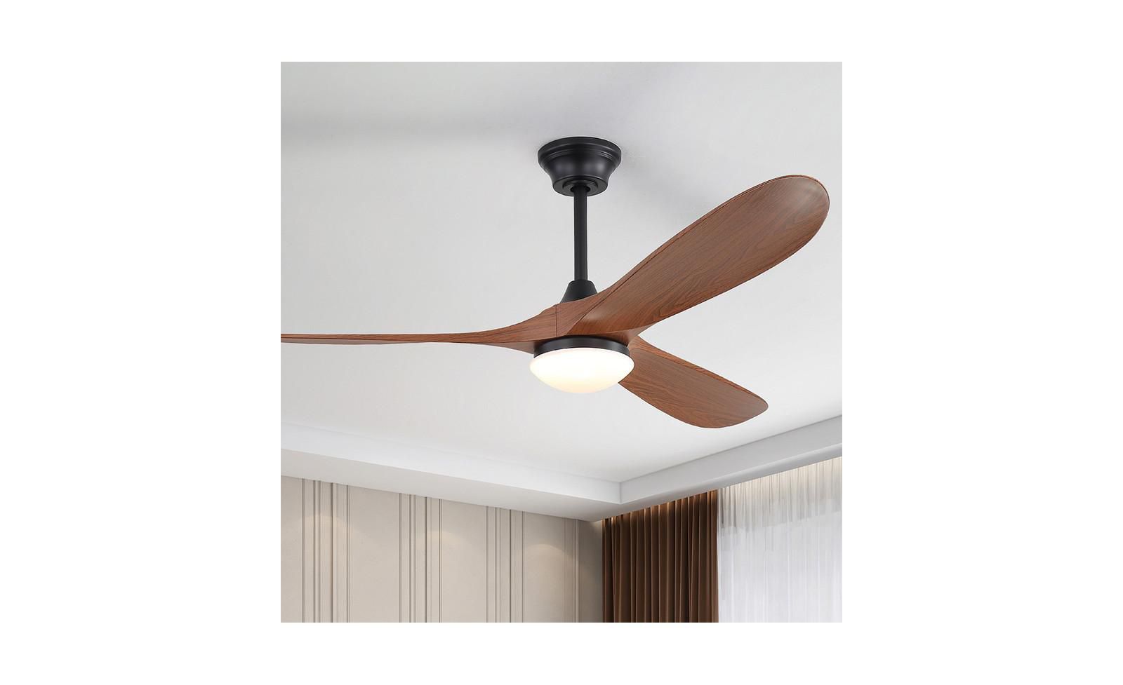 Потолочный вентилятор Sofucor 60-inch Modern Black 3-blade Light With Remote Control Supports Mobile Phone Connection And Voice Function