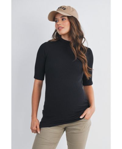 Hello Miz Maternity Ribbed Mock Neck Top