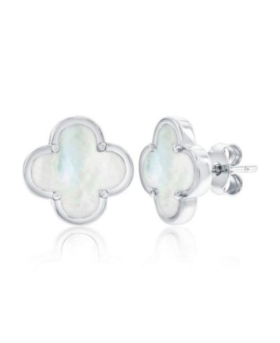 Simona Sterling Silver, Mother of Pearl Clover Studs